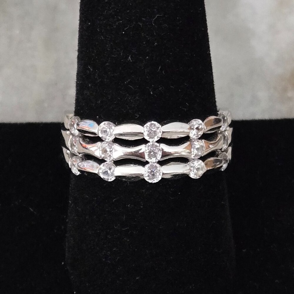 Ladies 3 Row Sterling CZ Ring
